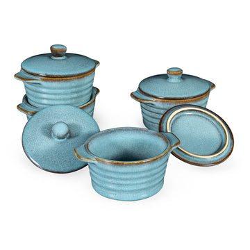 Creme Brulee Ramekins 8 oz with Lids, Oven Safe Bowls for French Onion Soup - Souffle Dish, Mini Covered Casserole