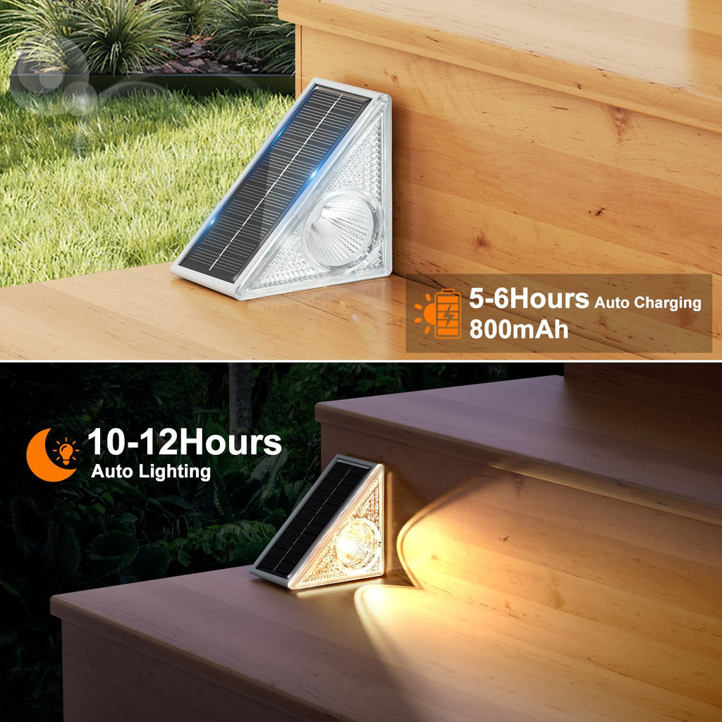Stair Lights Outdoor 12 Pack, 10 Color Modes Solar Step Lights for Outside, Waterproof IP67 Solar Lights for Garden