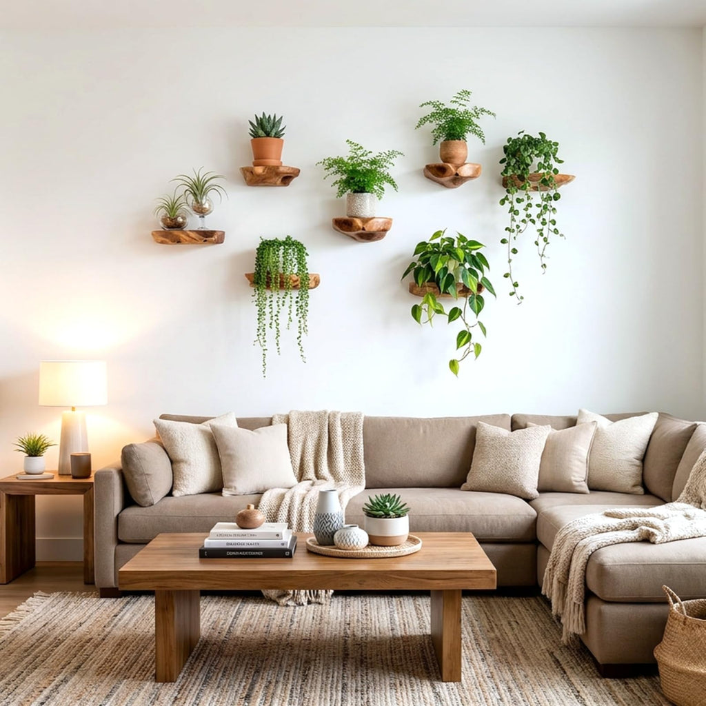 Cedar Wood Floating Plant Shelves, Set of 3