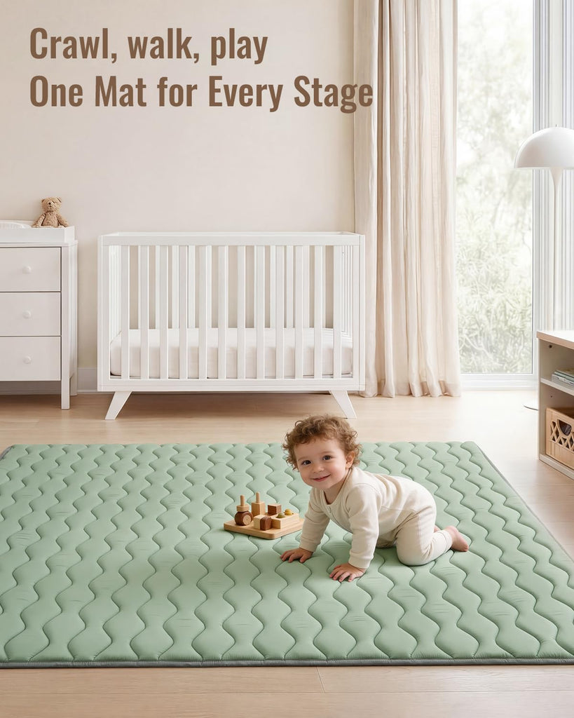 Play Mats for Floor, 71x59 Inch Extra Thicker & Large Soft Cushioning Foam Playmats for Babies and Toddlers, Foldable