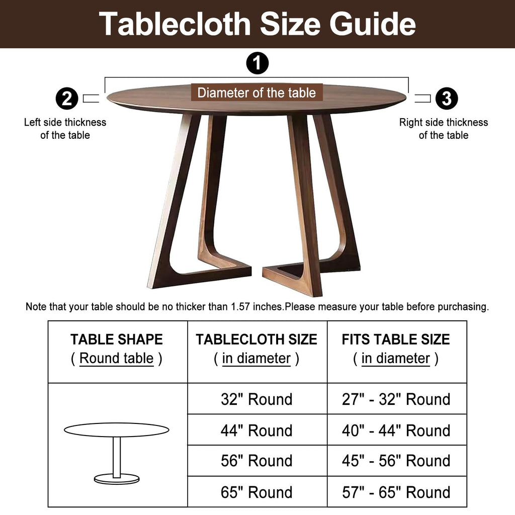 Light Gray 63"-67" Elastic-Fitted Round Flannel-Backed Vinyl Tablecloth
