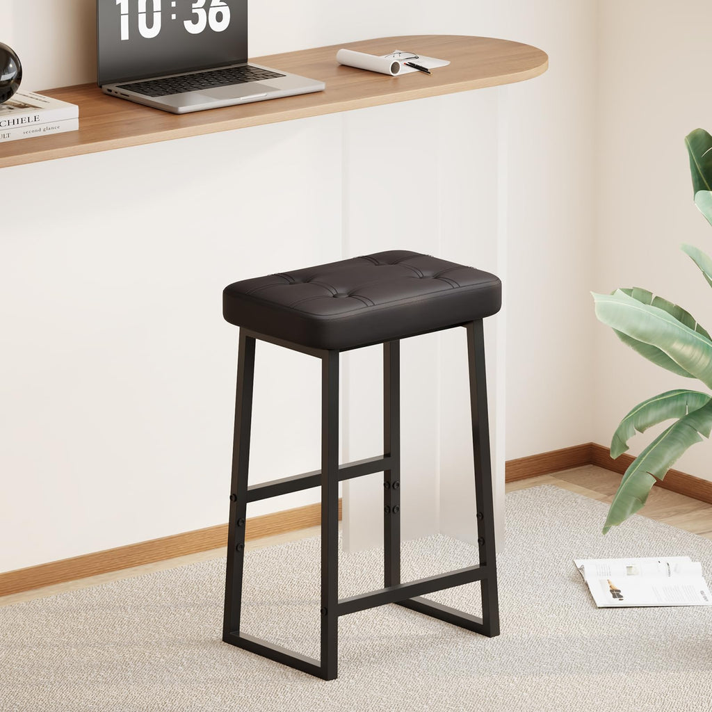 Bar Stool, Counter Height Bar stools, Modern Kitchen Island Chairs, Synthetic Leather with Stitching, 26 inches high