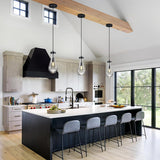 Raindrop Pendant Lights Kitchen Island Teardrop PlatingBlack Hanging Light Fixtures Clear Solid Glass Pendant Light Modern Chandeliers for Dining Room Porch Corridor Living Room(Black 2-Pack) A121-B0DL469FT2