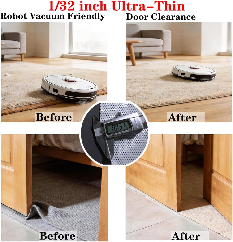Non-Slip Rug Gripper Pad: Adhesive & Residue-Free Silicone 5X Stronger Grip for Hardwood Tile & LVP - BPA-Free - Set of 10