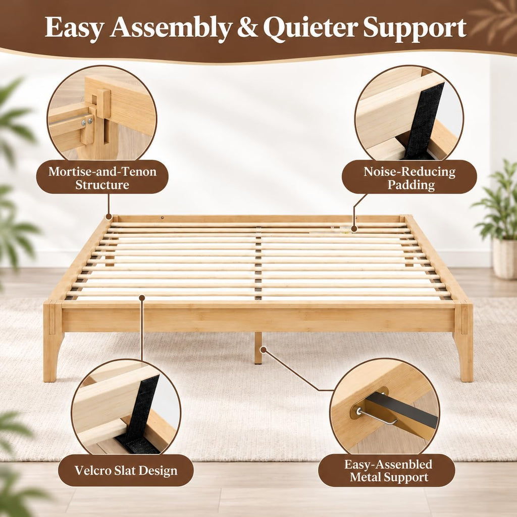 Bed Frame, Bamboo Bed Frame, Under Bed Storage