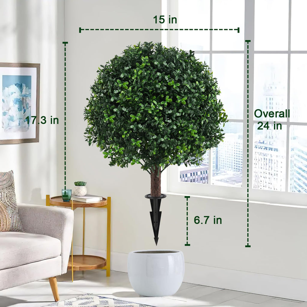 2 Pack UV Resistant Artificial Boxwood Plants Outdoor Topiary