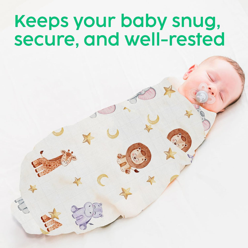 Muslin Swaddle Blankets, Pack - Soft Bamboo Rayon and Cotton Receiving Blankets for Boys & Girls - Adorable Animal