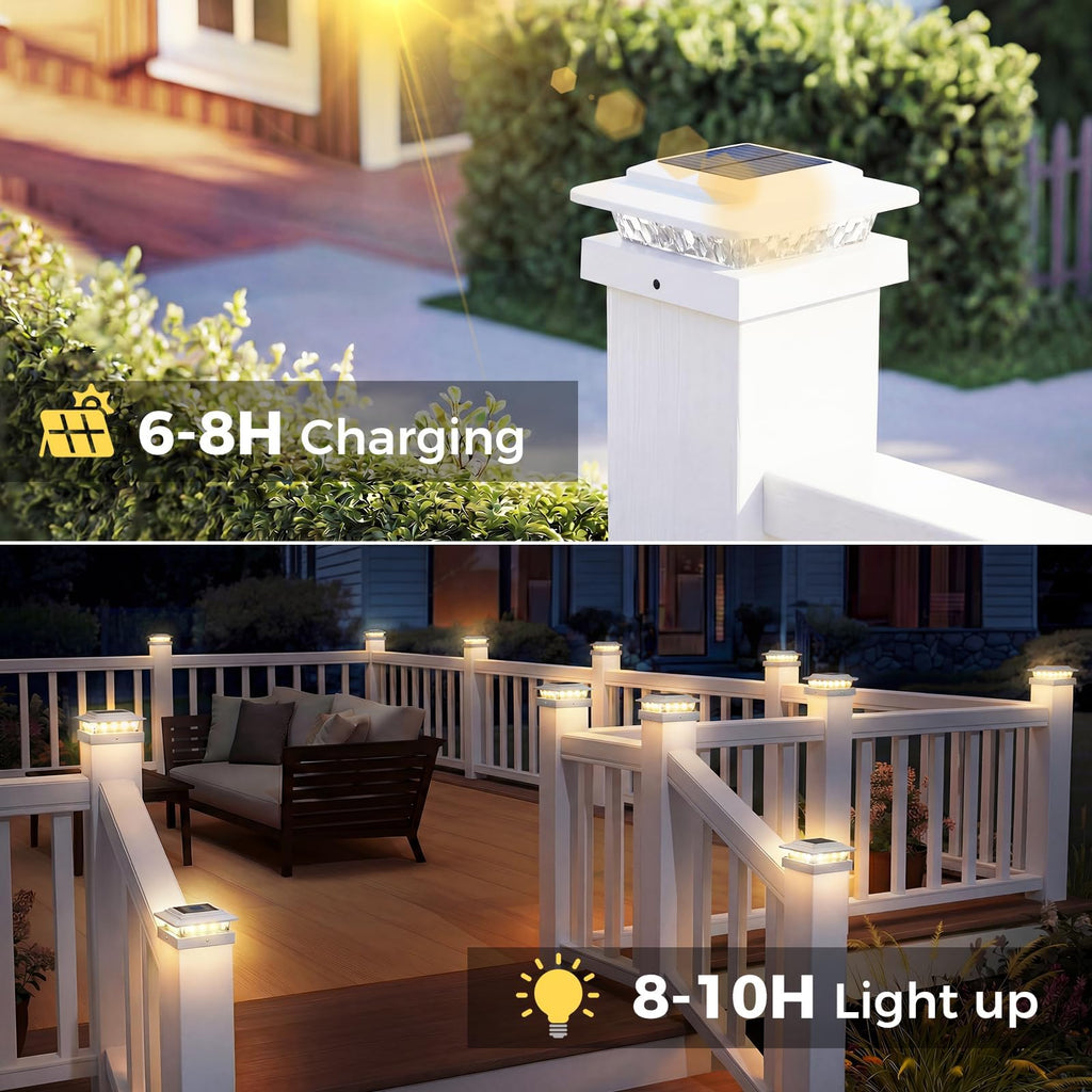 Solar Post Cap Lights Outdoor 10 Pack, 3 Color Temps&2 Brightness