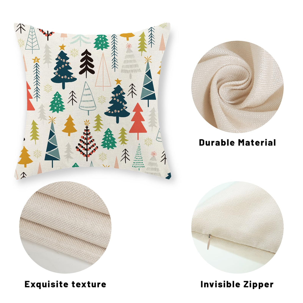 Christmas Pillow Covers 20x20 Set of 2 Colorful Geometric Christmas Tree Throw Pillows Winter Snowflake Pillowcase