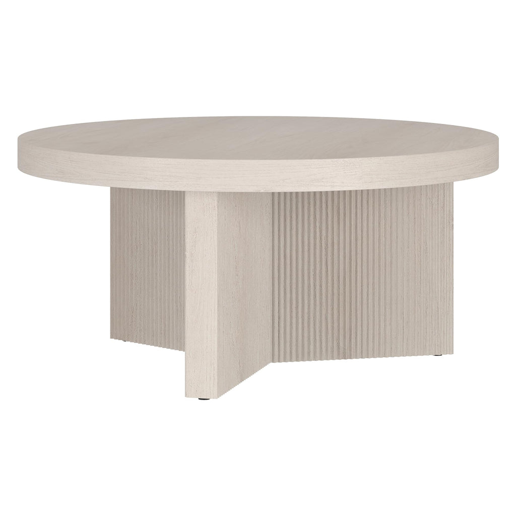 32" Scandinavian Fluted Coffee Table, Beech White