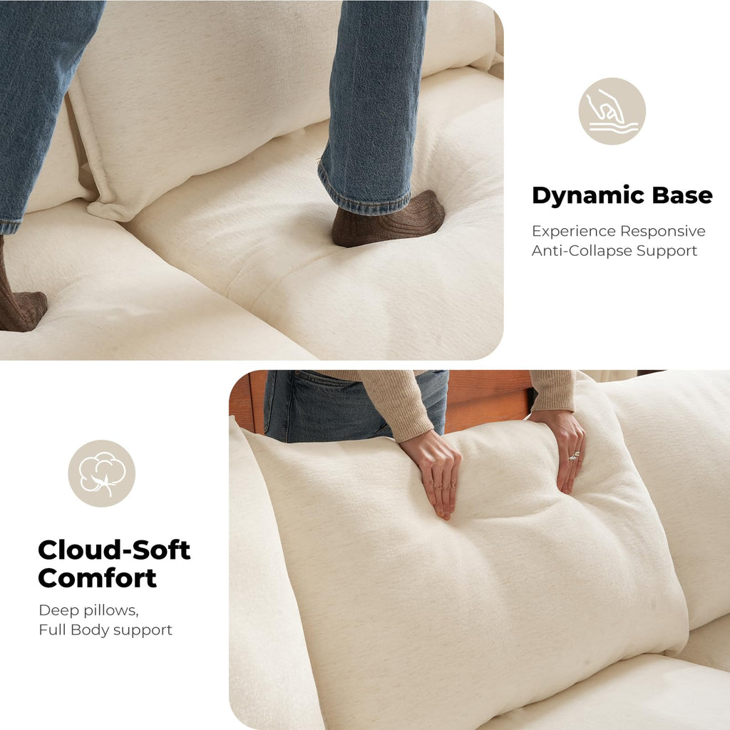 135.5" Oversized Modular Sectional Sofa, L Shaped Convertible Couch, Large 6 Seat Corner Couches Deep Seat White
