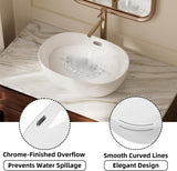 19"W x 14"D Oval Vessel Sink with Overflow, Los Flexi 19 Inch Oval White Ceramic Countertop Bathroom Sink