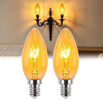 2000K Amber 25 watt Candelabra Bulbs 2W B11 E12 LED Candle Bulb