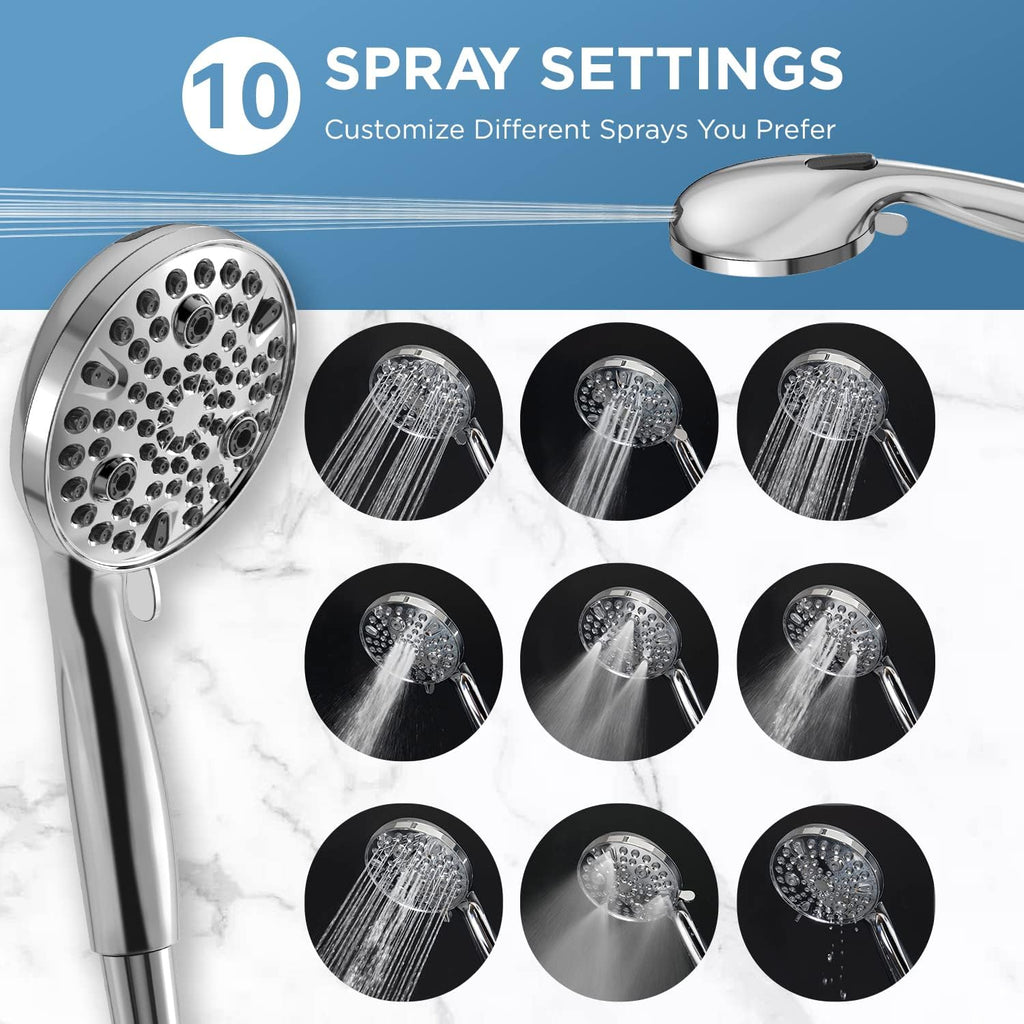 Dual Handheld Shower Head Combo, 2-in-1 Rain Shower Heads System 8 Inch Rainfall Shower Head and 10 Modes High