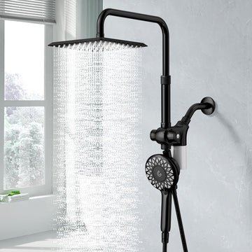 Filtered Rain Shower Head with Handheld Spray Combo (Black)