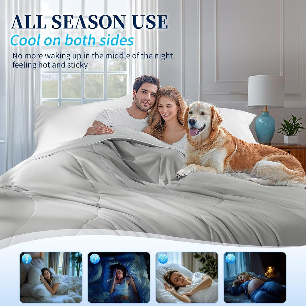 Cooling Comforter Queen Size, Double-Sided Cooling Blanket for Hot Sleepers Night Sweats, Summer Comforter for Queen