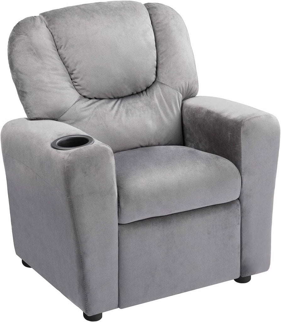 Suri Kids Recliner Chair for Toddlers Ages 3-5, Gray Microfiber
