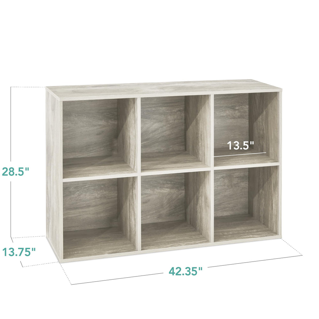 6-Cube Storage Organizer, 13.5in Shelf Opening, Bookcase, Display Shelf, Customizable w/ 3 Removable Back Panels