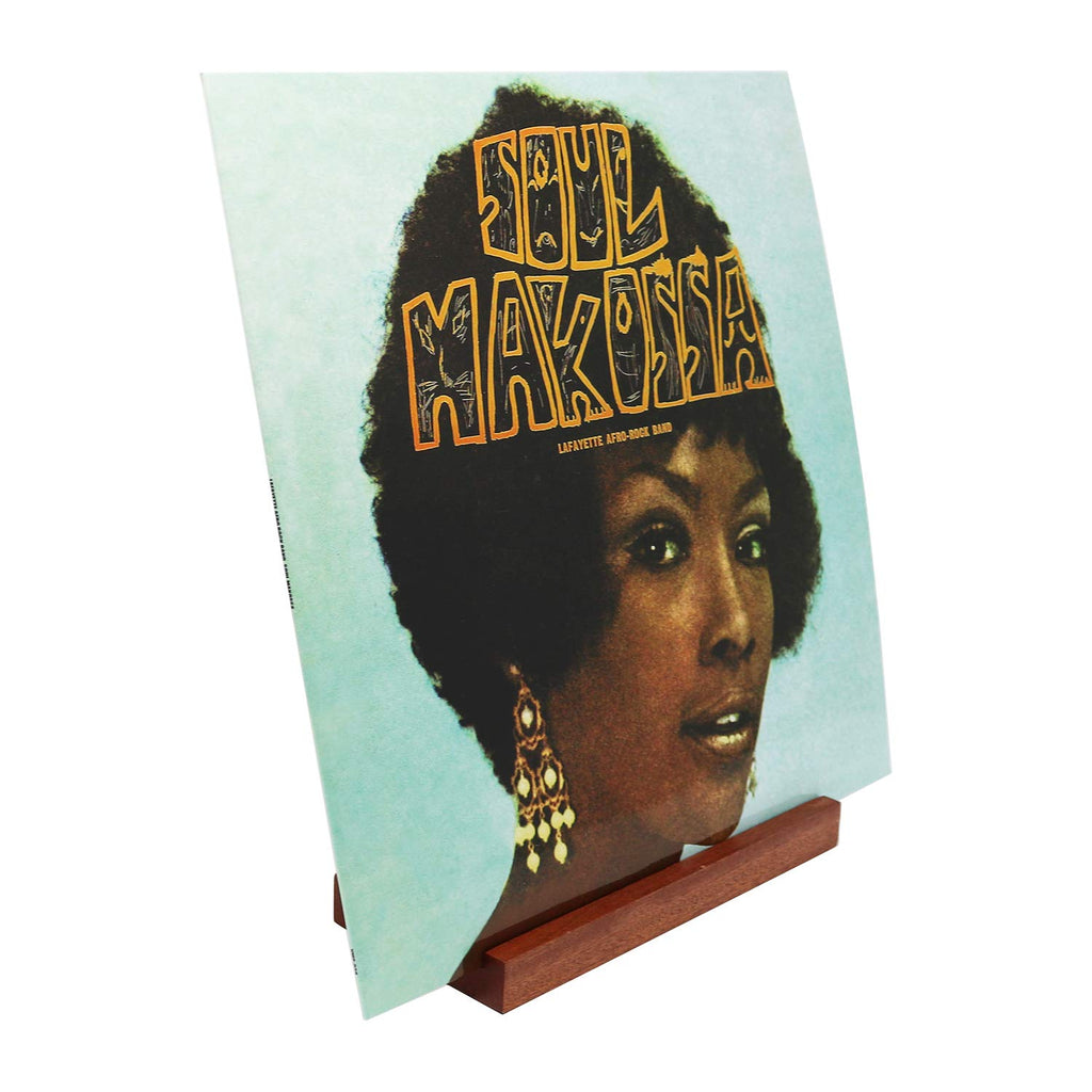 Wooden Vinyl Record Holder Stand, Now Playing Display, Sapele