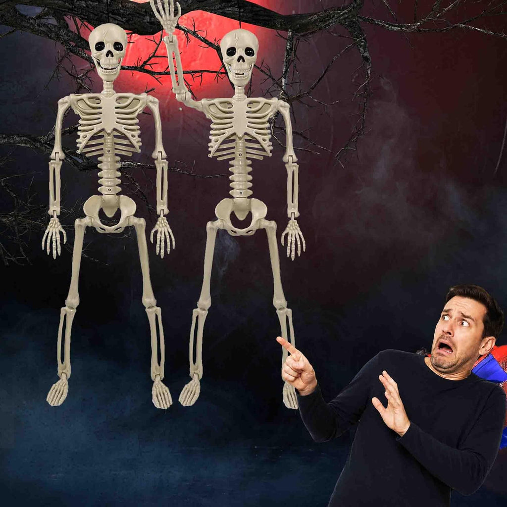 24"Halloween Skeleton - 2 ft Life Size Human Skeleton with Full Body Posable Joints Plastic Skeleton - Set of 2