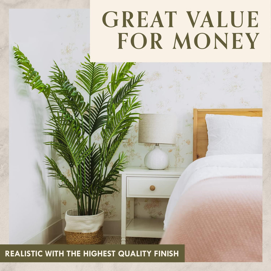 Artificial Palm Tree, Faux Plants Decor Indoor 6 Feet, Fake Plants Tall, Artificial Palm Plant & Large Plants Decor