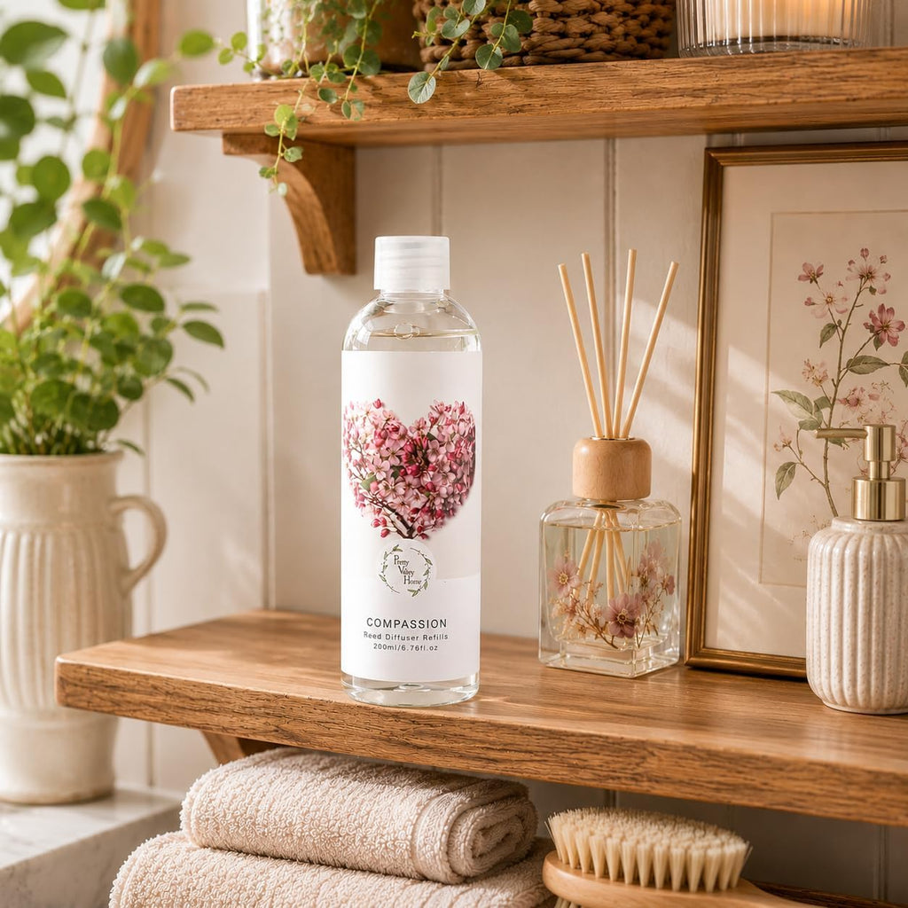Reed Diffuser Refill, Peony & Rose Scented Oil 6.76 fl.oz / 200ml, Home Fragrance Decor