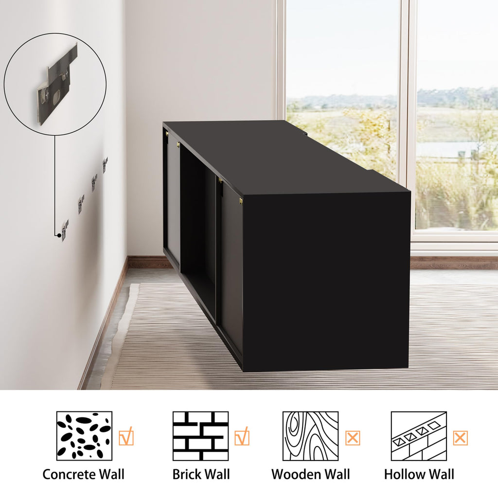 68" Floating TV Stand with 36" Electric Fireplace & LED Lights