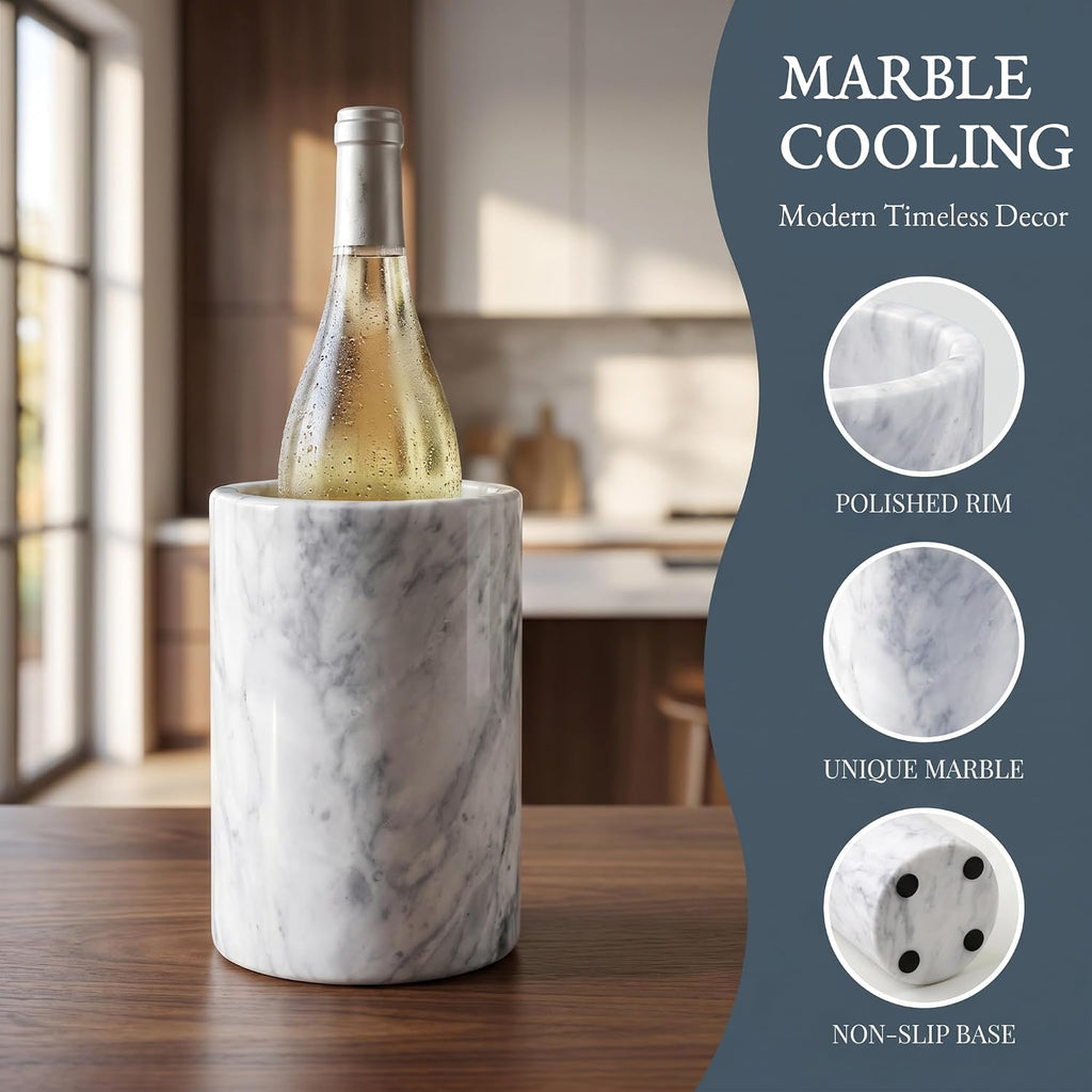 Birnava Marble Wine Chiller Bucket, Wine & Champagne Cooler for Party