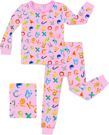 Bamboo Viscose Toddler Girls Kids Pajama Sets - Snug fit Long-Sleeve Softness Sleepwear Pjs 2pcs Jammies
