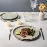 Stoneware Dinnerware Sets,Round Reactive Glaze Ceramic Plates and Bowls Sets,Highly Scratch Resistant | Dishwasher &