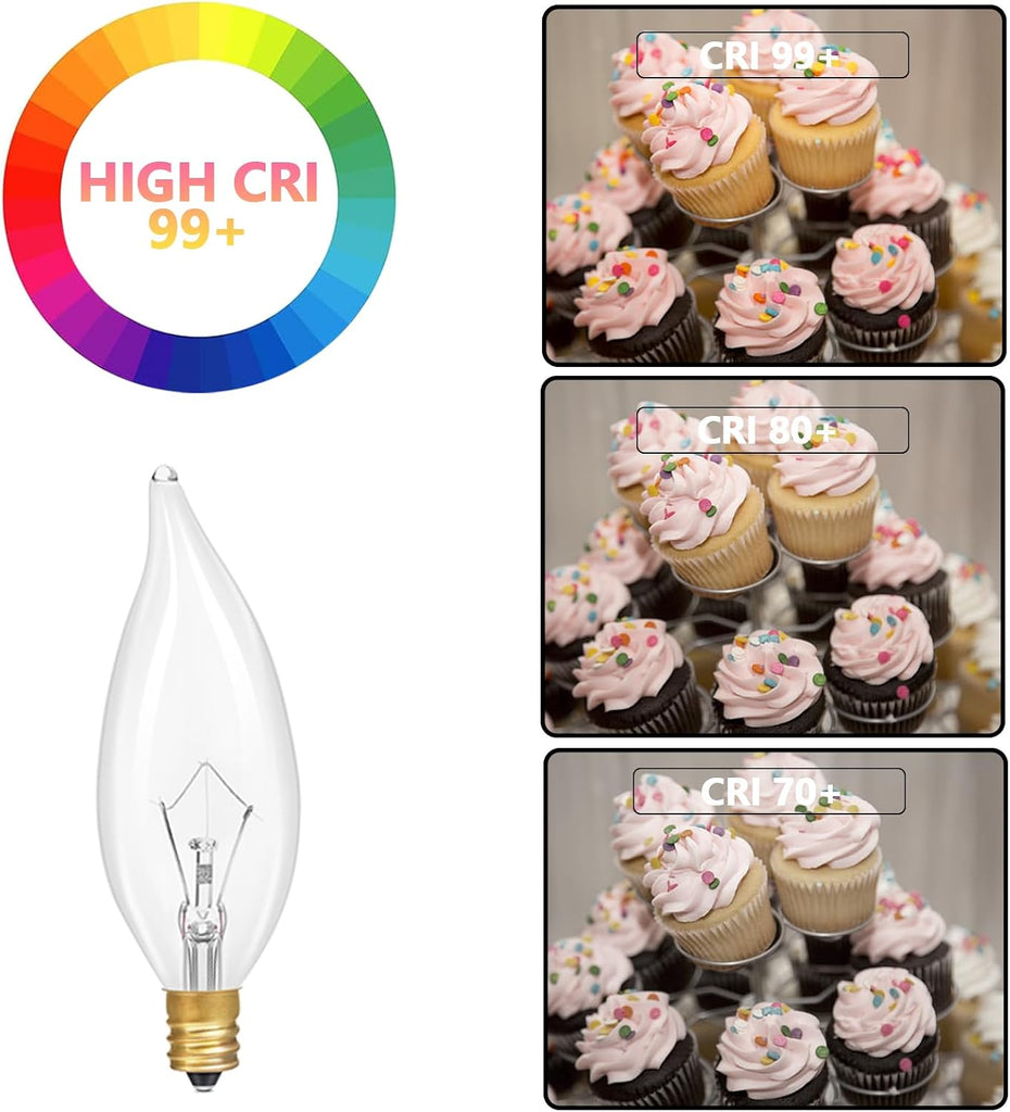 E12 Incandescent Candelabra Light Bulbs 40Watt Warm White 2700K