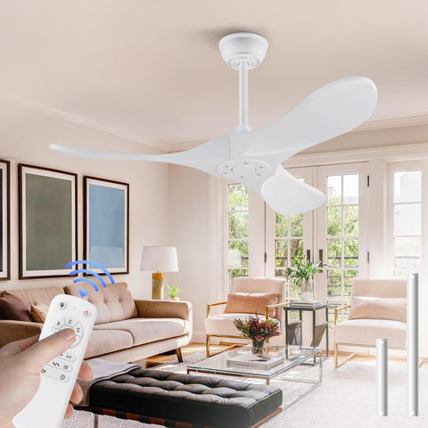 42 Inch Solid Wood Ceiling Fan with Remote,White Ceiling Fan no Light,6 Speeds,Noiseless,Reversible DC Motor,Modern Ceiling Fans without Lights for Outdoor Indoor Bedroom Farmhouse,Patios A101-B0DFTMQX4F