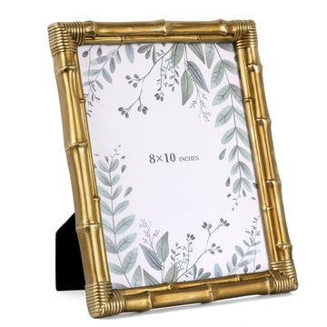 8x10 Bamboo Picture Frame, 8x10 Photo Frame Resin with Tempered Glass Distressed Look Farmhouse Rustic Style for