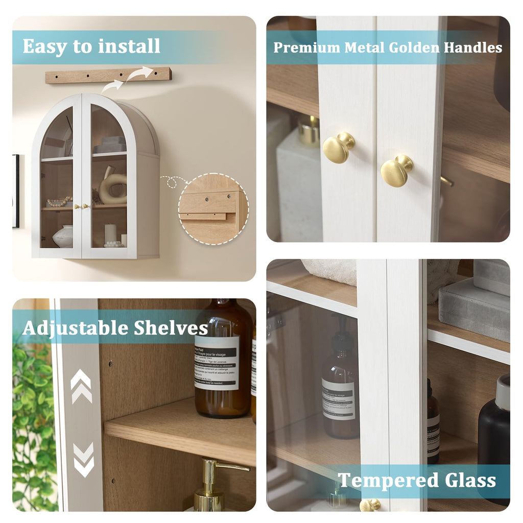 Bathroom Wall Cabinet Arched Medicine Cabinet, Bathroom Storage Cabinet Wall Mount Over Toilet Storage Cabinet with