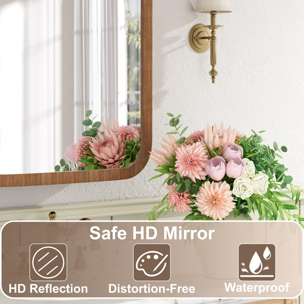 16x24 Inch Wood Medicine Cabinet with Mirror, Walnut