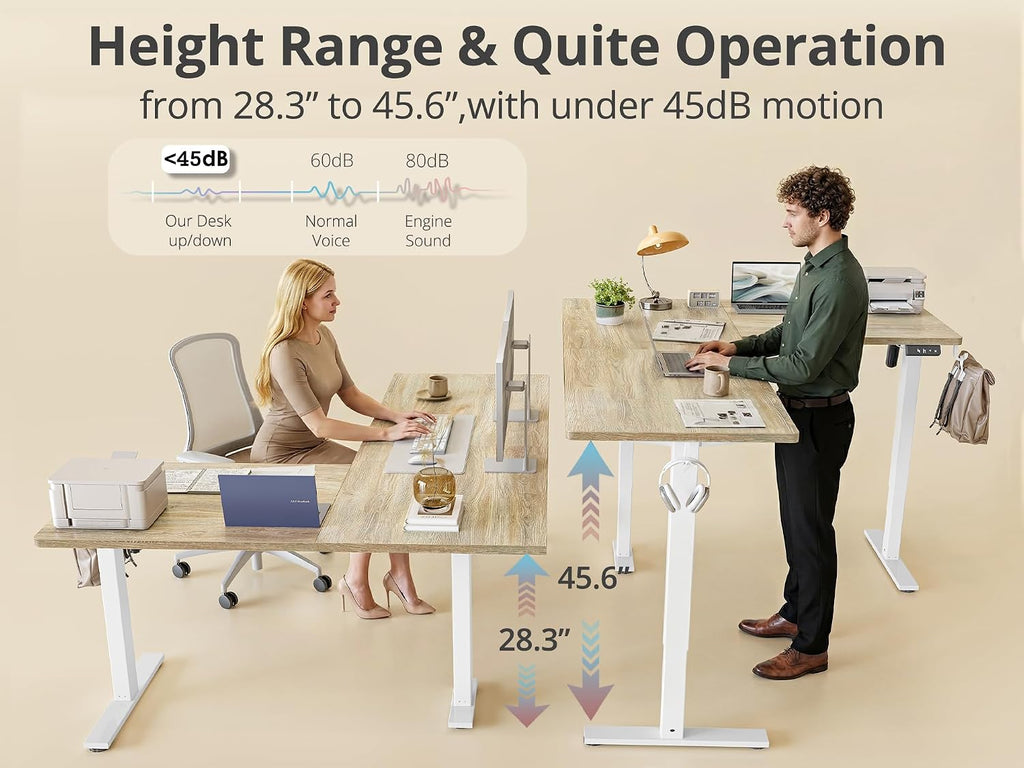 L Shaped Standing Desk Adjustable Height, Reversible Electric Corner Standing Desk, 63 x 55 inch Sit Stand Computer