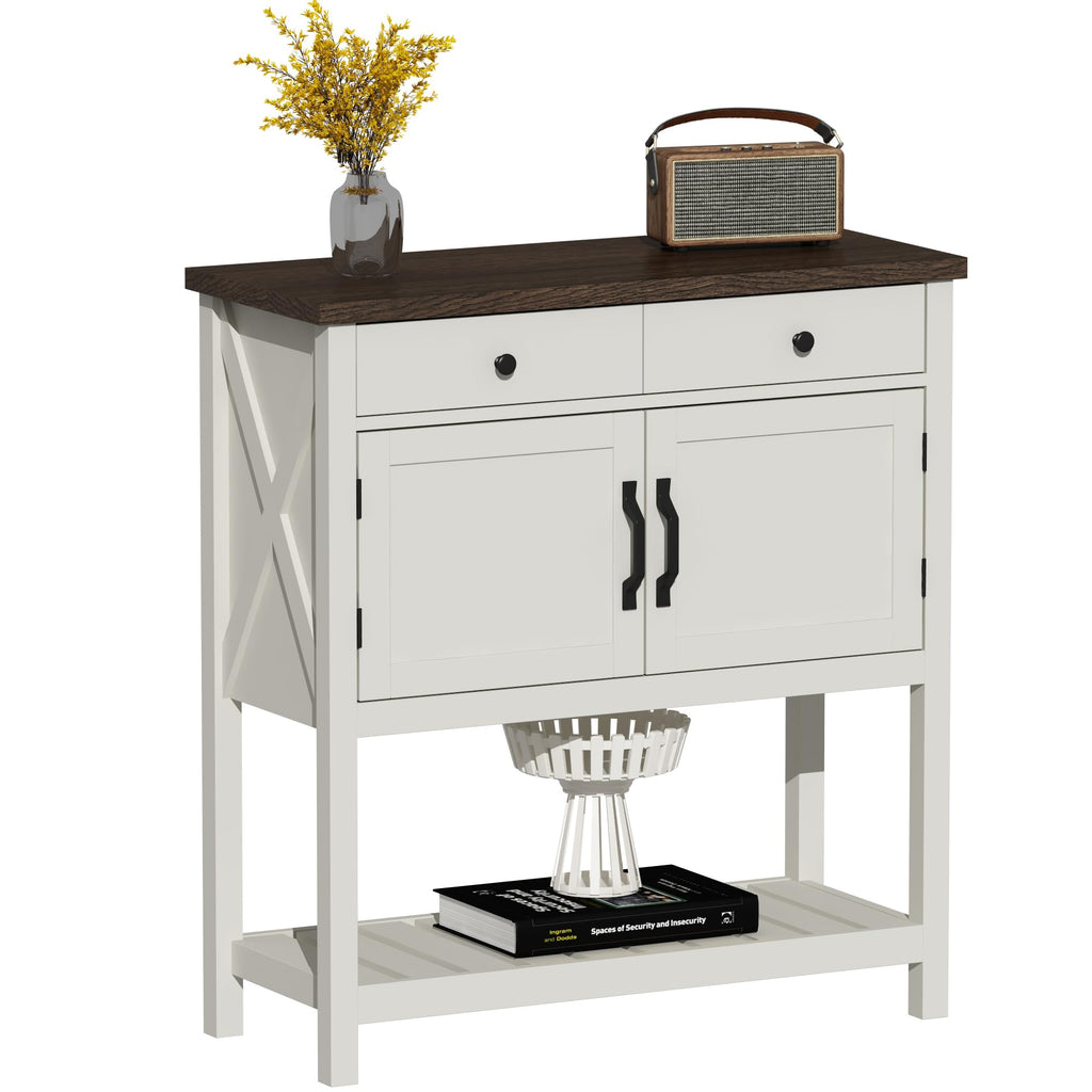 Farmhouse Console Table, 33.5" W Entryway Cabinet with Drawer