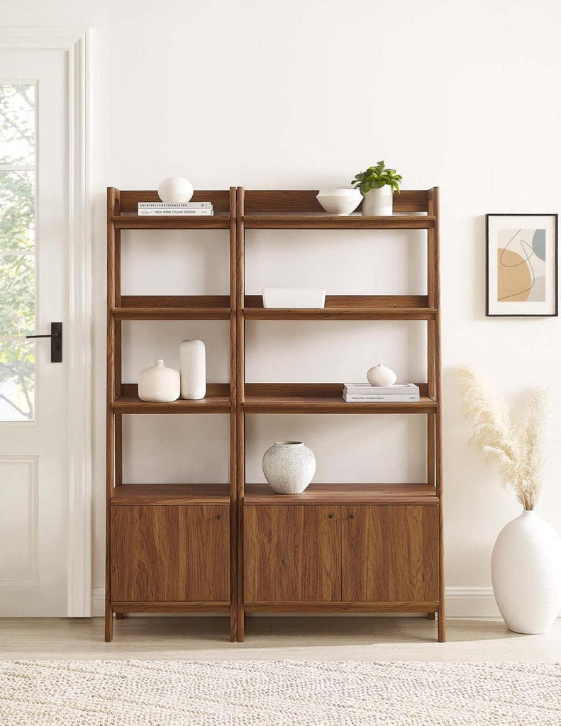 Bookshelf Display Cases in Walnut - Set of 2
