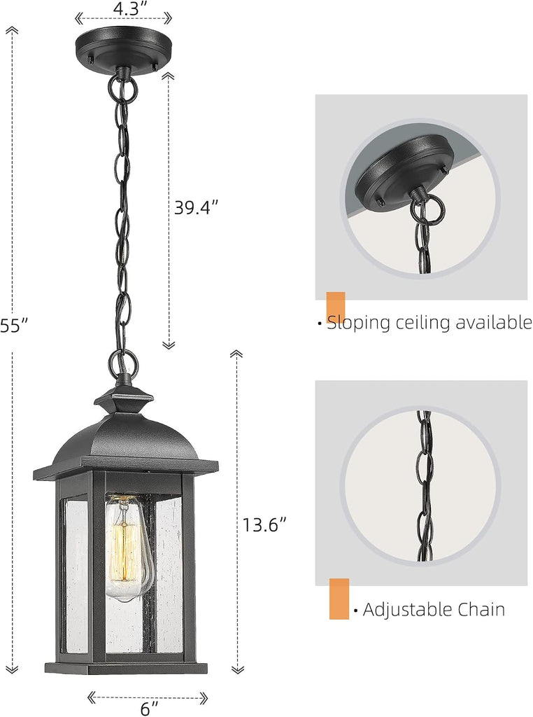 Outdoor Pendant Lights for Porch, Exterior Hanging Latern Outdoor Hanging Light Fixture