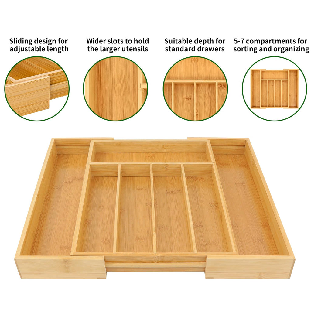 Bamboo Drawer Organizer, Medium, Natural