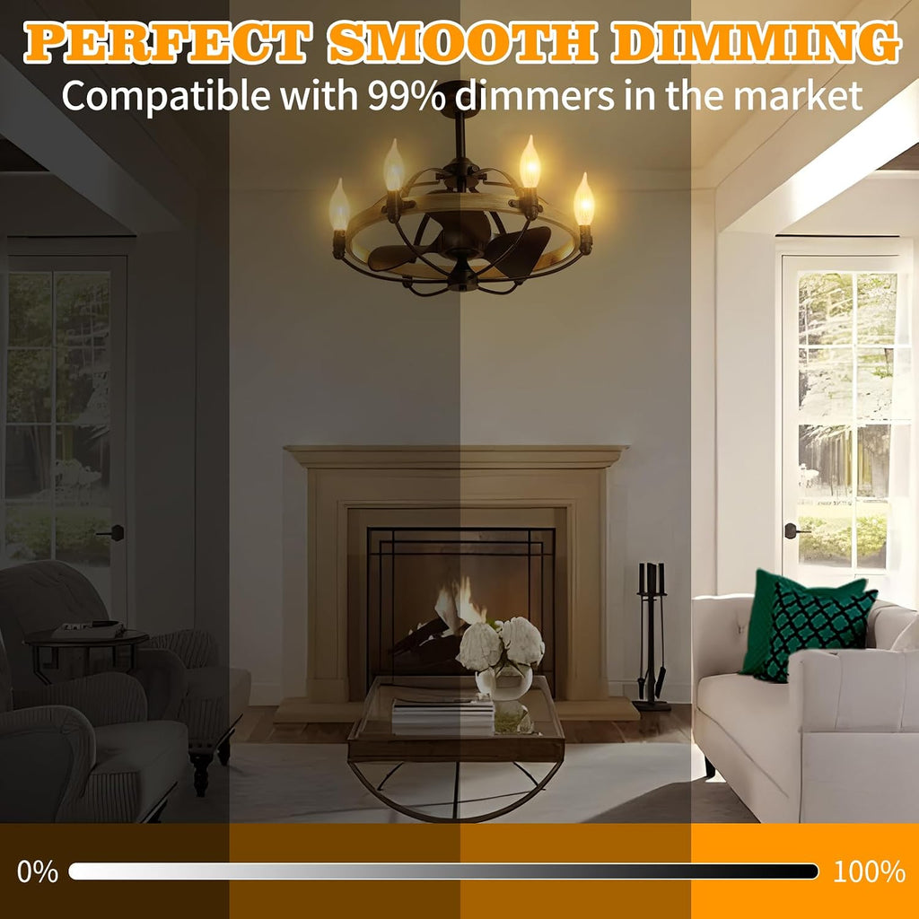 Dimmable E12 LED Candelabra Bulbs 60 Watt Equivalent, 2700K Warm White 700 Lumen Chandelier Light Bulbs, 6W Flame Tip