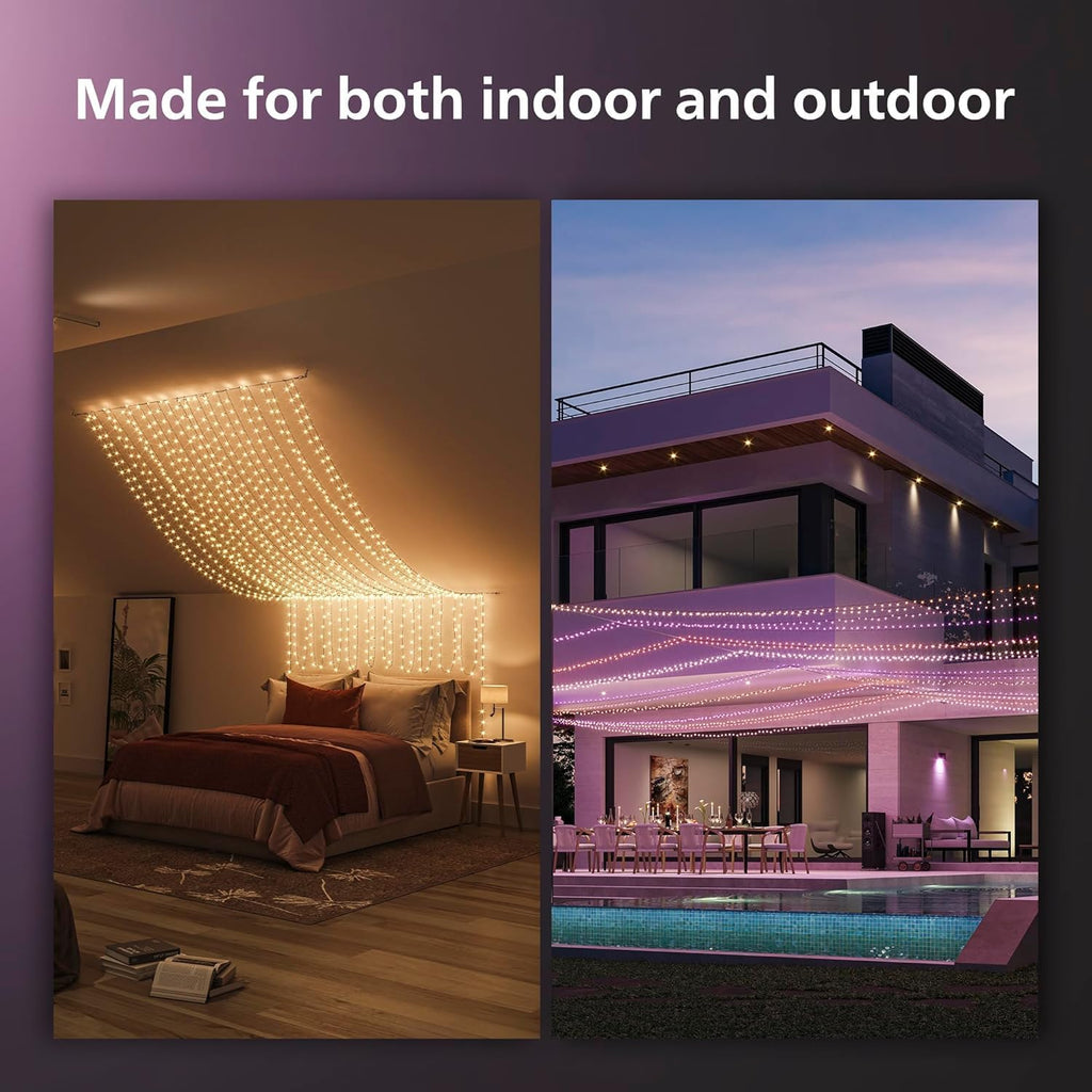 Indoor/Outdoor Holiday 130-Foot Festavia String Lights - 500 Mini Color Changing Smart LEDs - Weatherproof - Control