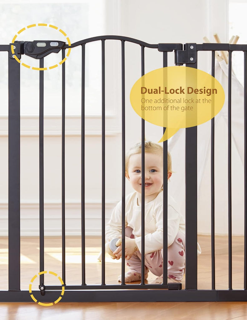 29-39.6" Baby Gate for Stairs & Doorways, 30" Tall Pressure Mount Pet Gates, Auto Close Both Sides Walk