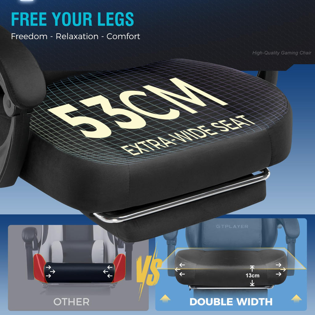 Gaming Chair Fabric with Pocket Spring Cushion, Big and Tall Gamings Chairs High Back Computer Chair with