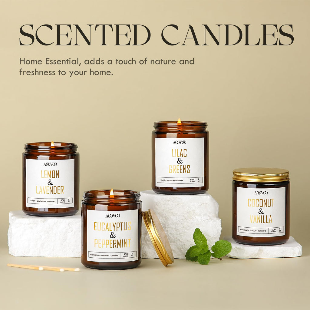 Eucalyptus Mint Candles - 9 oz Scented Candles, Aromatherapy Candle, Soy Candle Scented