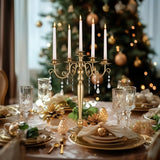 Sziqiq Gold Candelabra Candle Holder: 5 Arm Candelabras Centerpiece Table Decorationsandleholders for Dining Table