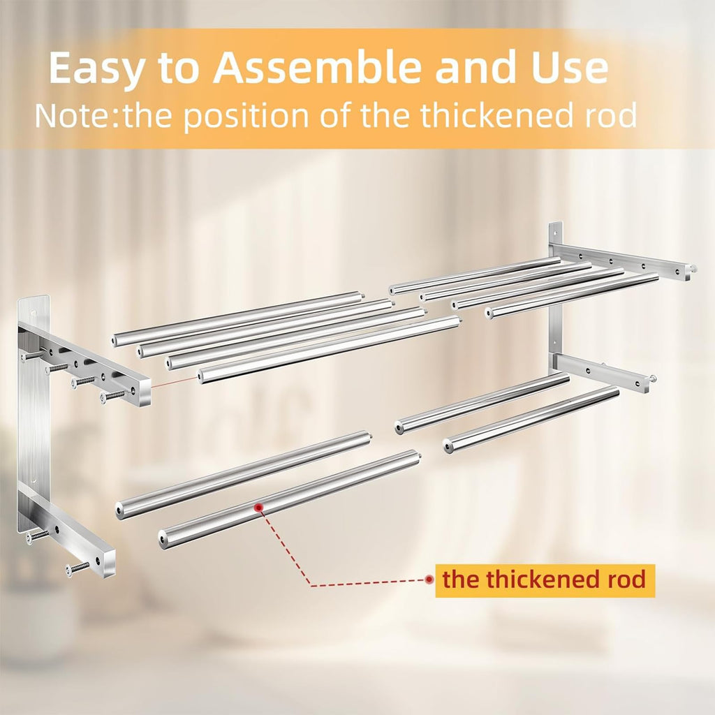 Towel Racks 24 inch, 2 Tier with Towel Bars, Brushed