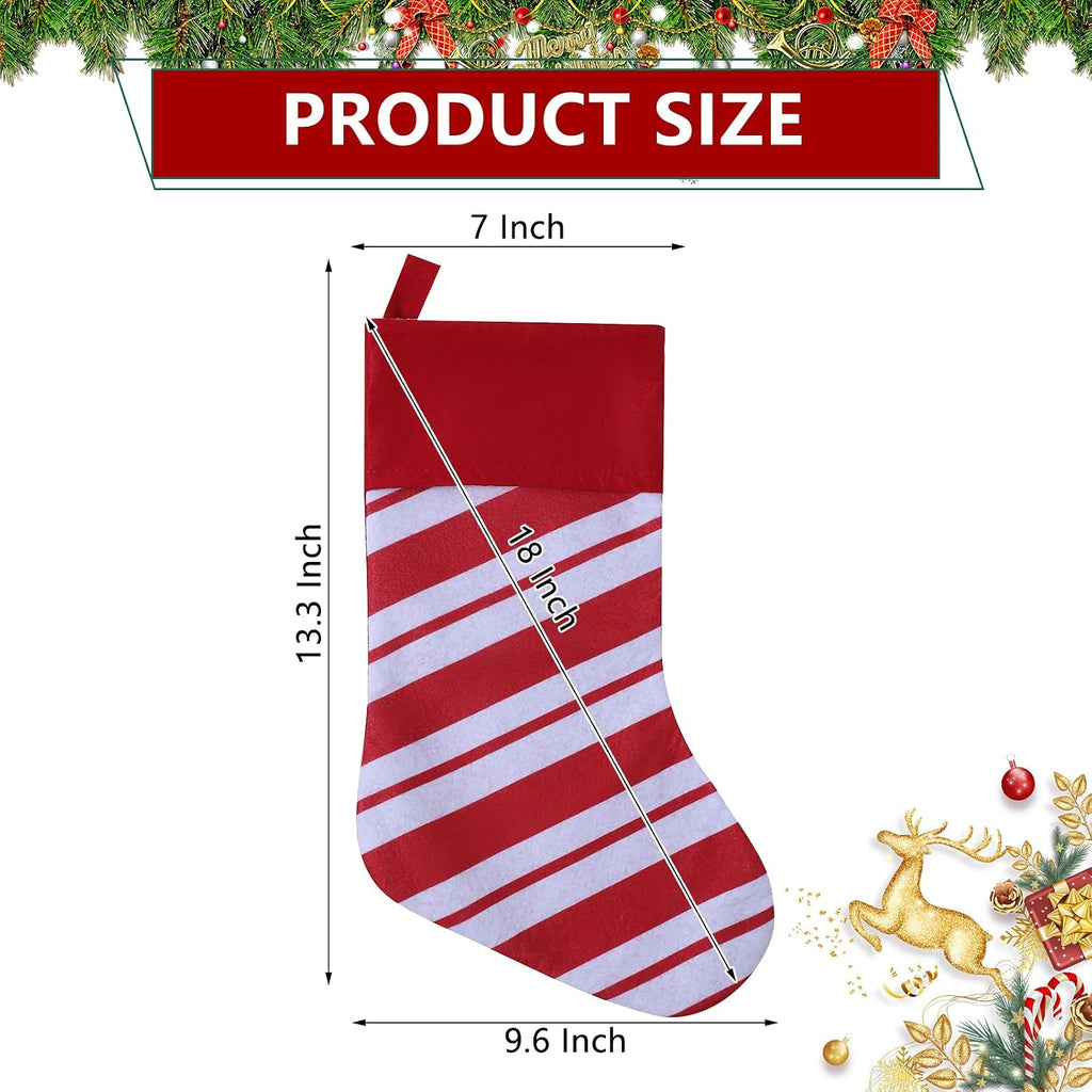 Candy Cane Christmas Stockings, 19 Inches Red and White Christmas Stockings for Family Christmas Holiday - Set of 12