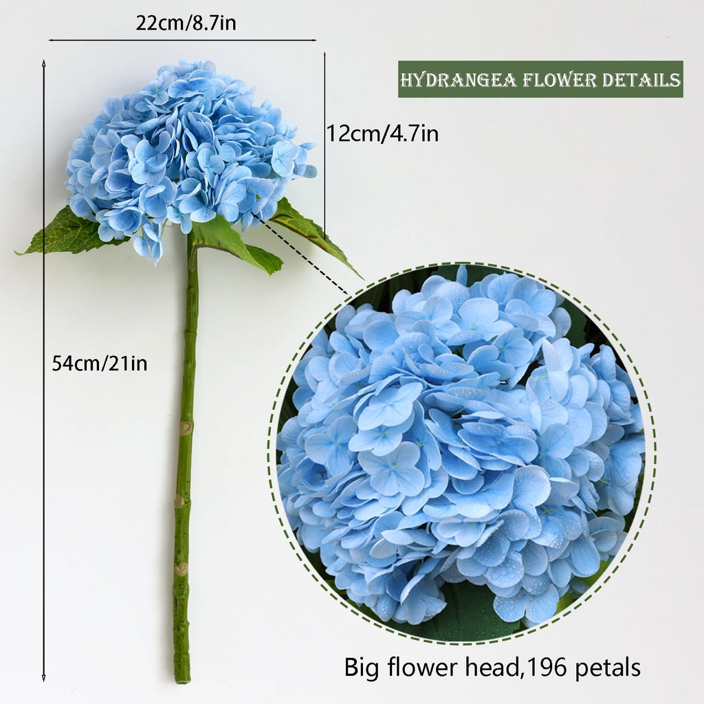 4PCS Long Stem Big Size Blue Artificial Silk Lifelike Real Touch Blue Artificial Wedding Shower Bride Bouquets Office