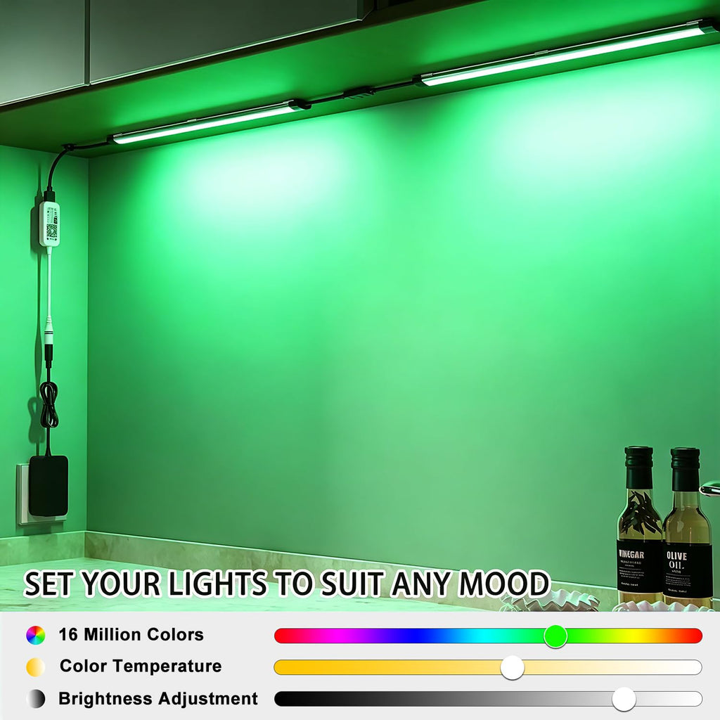 Under Cabinet LED Lighting, Dimmable Under Counter Lights, WiFi Smart Controlled,RGB,12 Inch, Multicolor Linkable